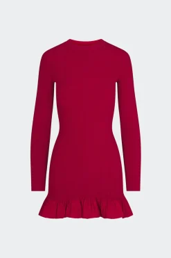 Otto Knit Poplin Combo Dress in Sangria Malange
