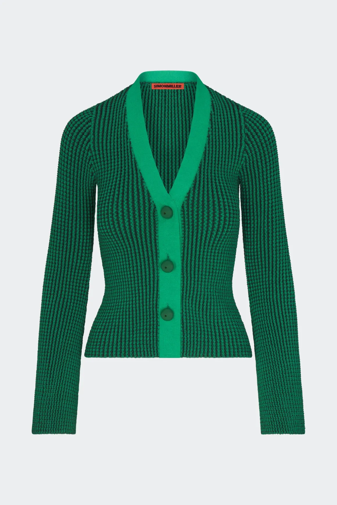 Peep Textured Knit Cardigan in Gummy Green