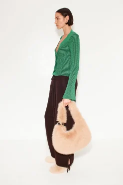 Peep Textured Knit Cardigan in Gummy Green