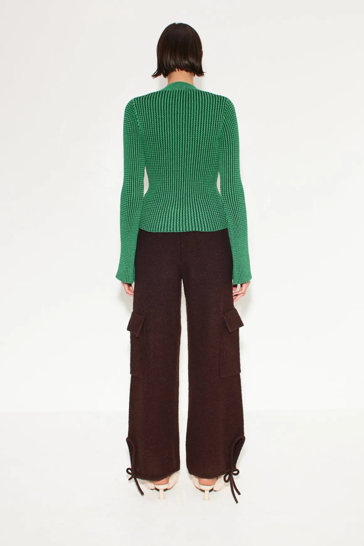 Peep Textured Knit Cardigan in Gummy Green