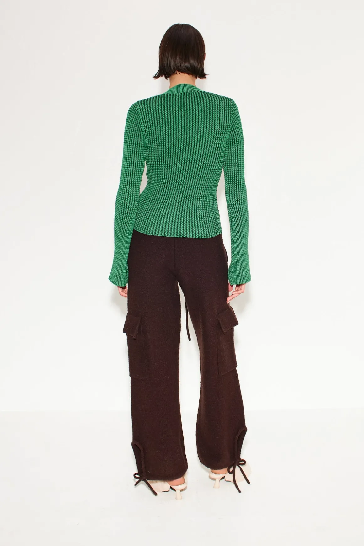 Peep Textured Knit Cardigan in Gummy Green