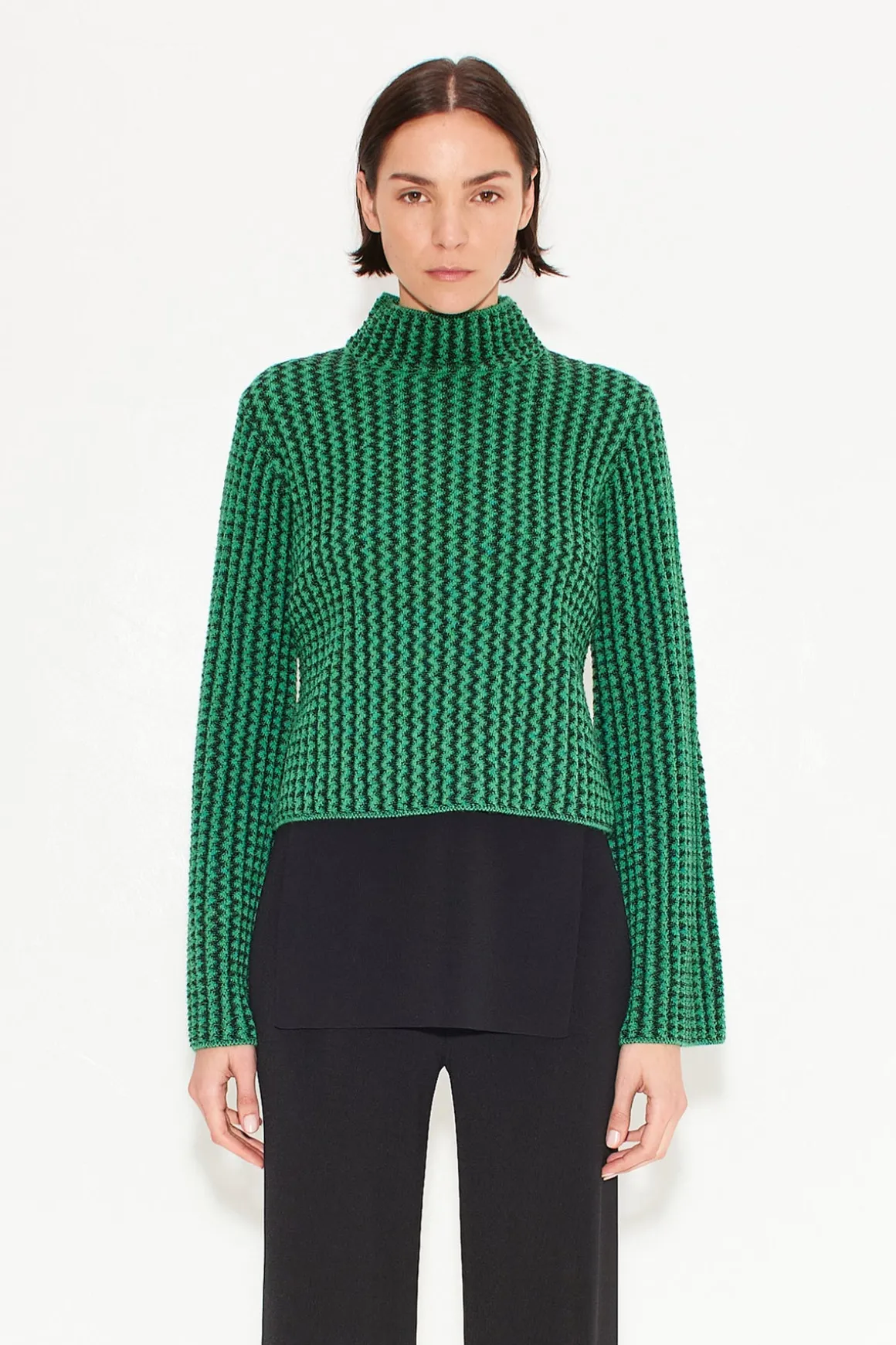 Peep Textured Knit Sweater in Gummy Green