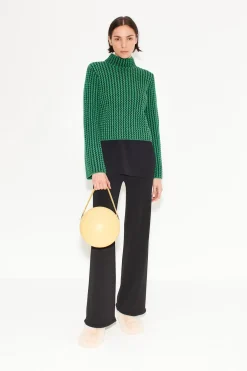 Peep Textured Knit Sweater in Gummy Green