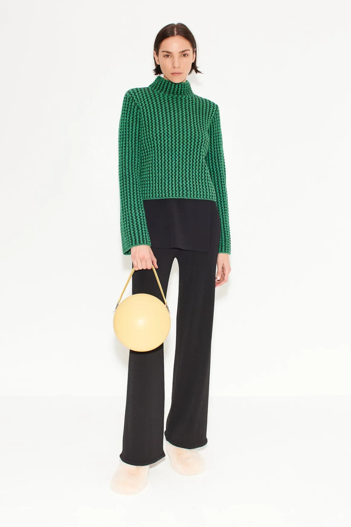 Peep Textured Knit Sweater in Gummy Green