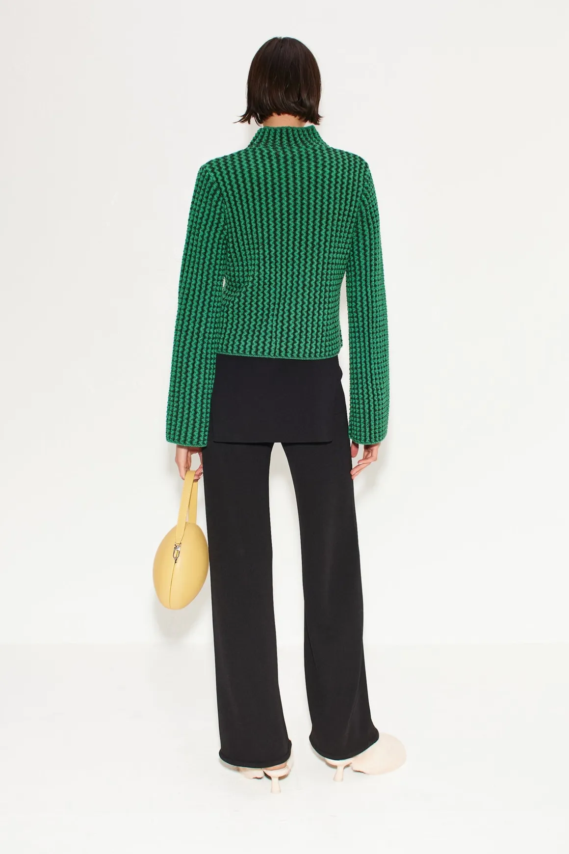 Peep Textured Knit Sweater in Gummy Green
