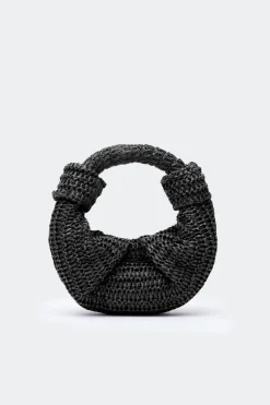 Raffia Lopsy Bag in Black