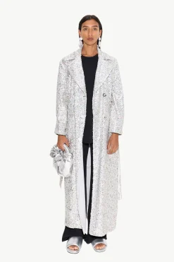 Rhodes Sequin Trench Coat in Iridescent