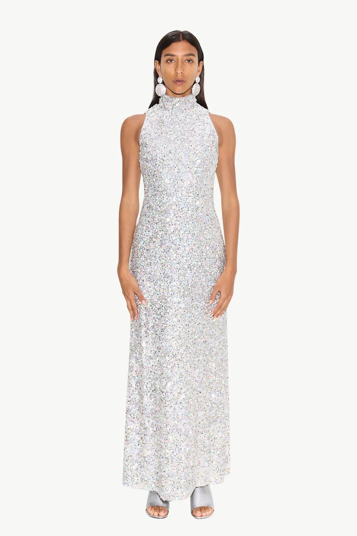 Sculpty Sleeveless Sequin Dress in Iridescent