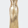 Sculpty Strapless Sequin Dress in Star Gold
