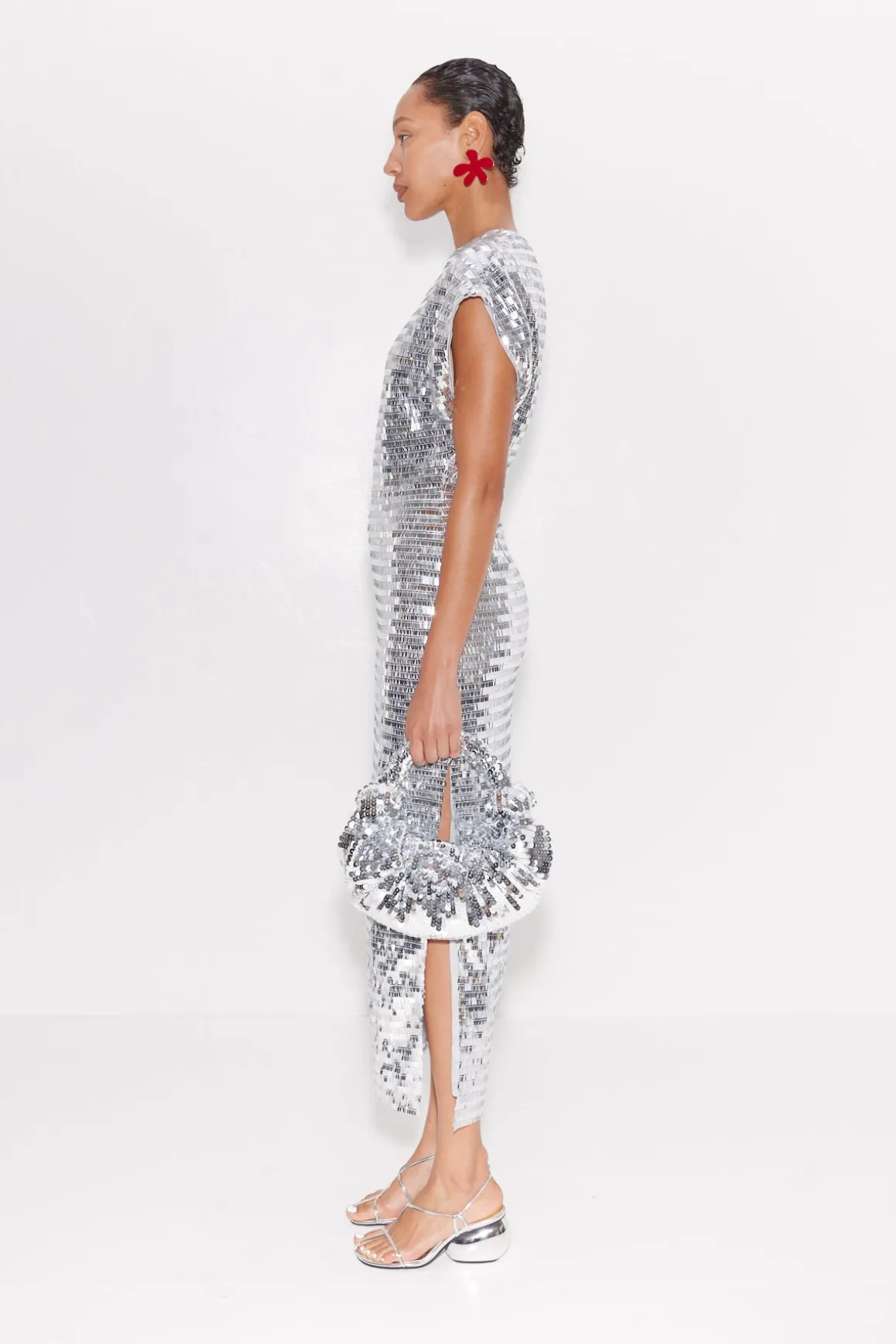 Sequin Argan Dress in Satellite Silver
