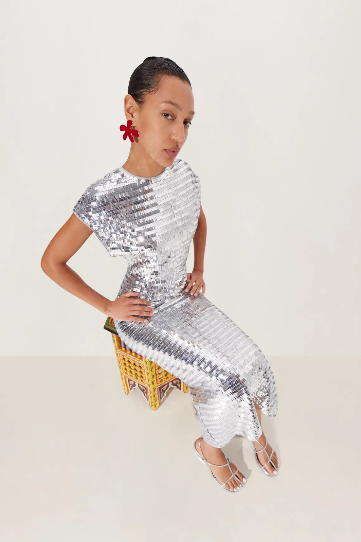 Sequin Argan Dress in Satellite Silver