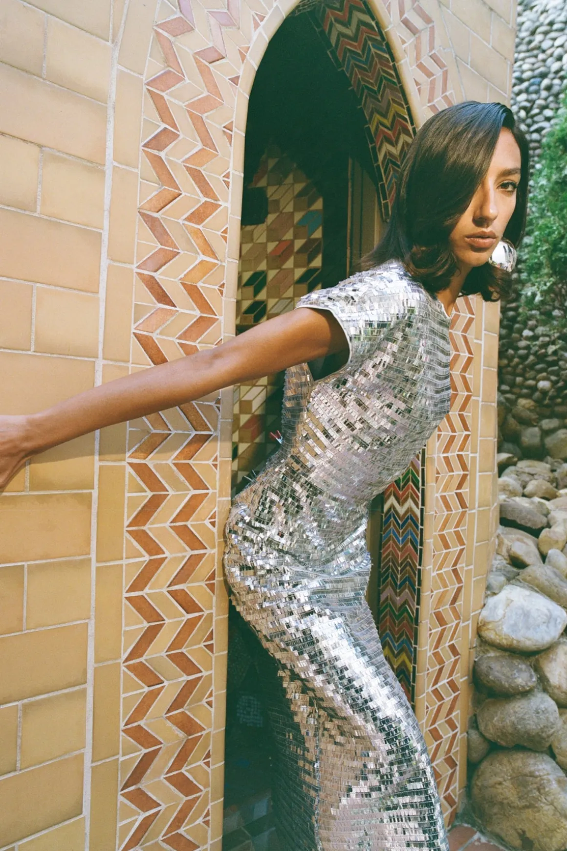 Sequin Argan Dress in Satellite Silver