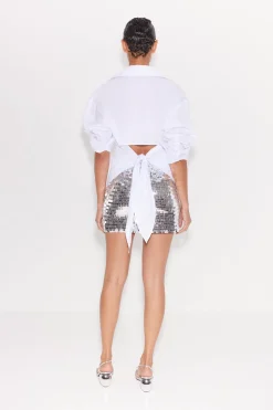 Sequin Dizzy Skirt in Satellite Silver