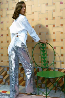 Sequin Pia Pant in Satellite Silver