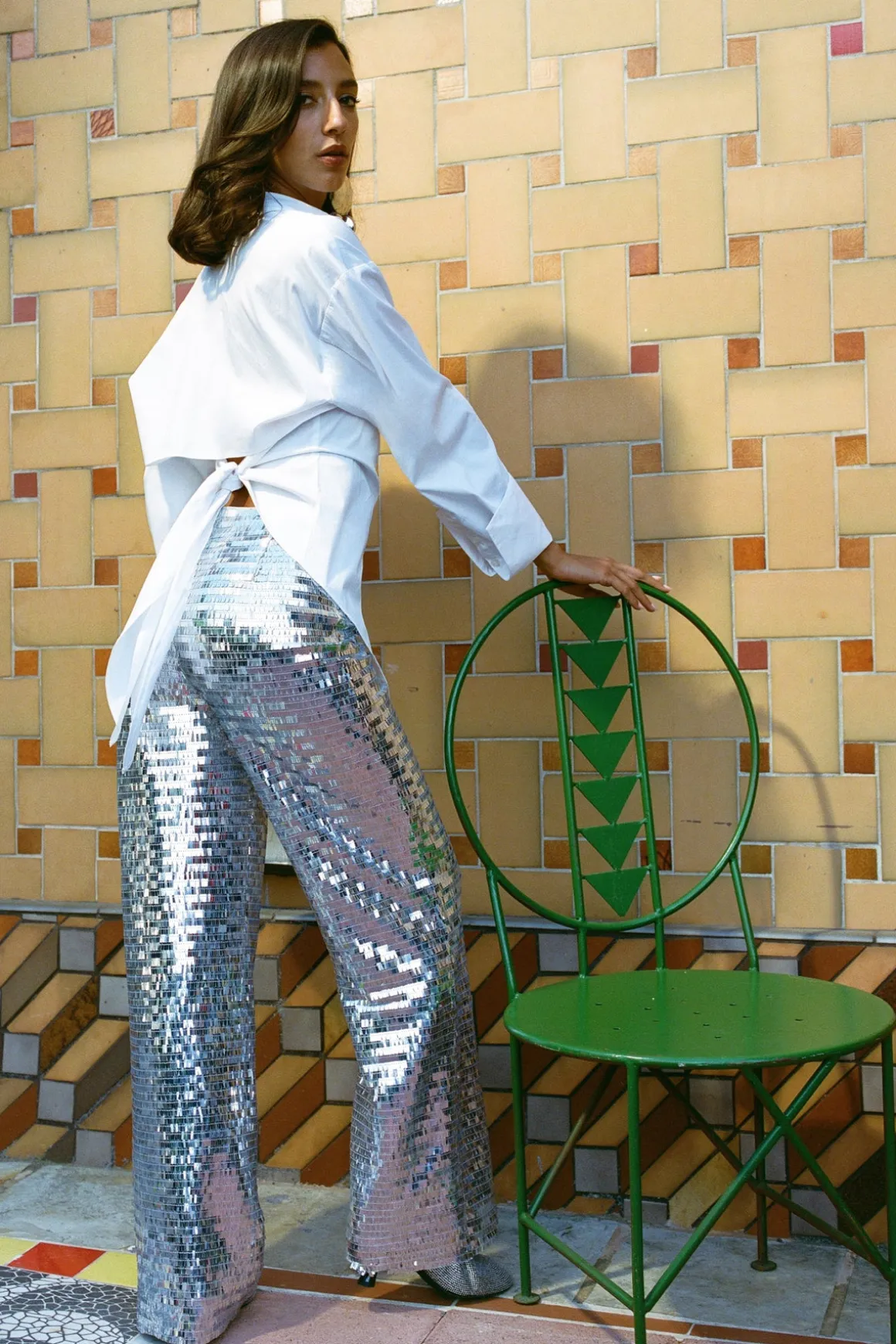 Sequin Pia Pant in Satellite Silver