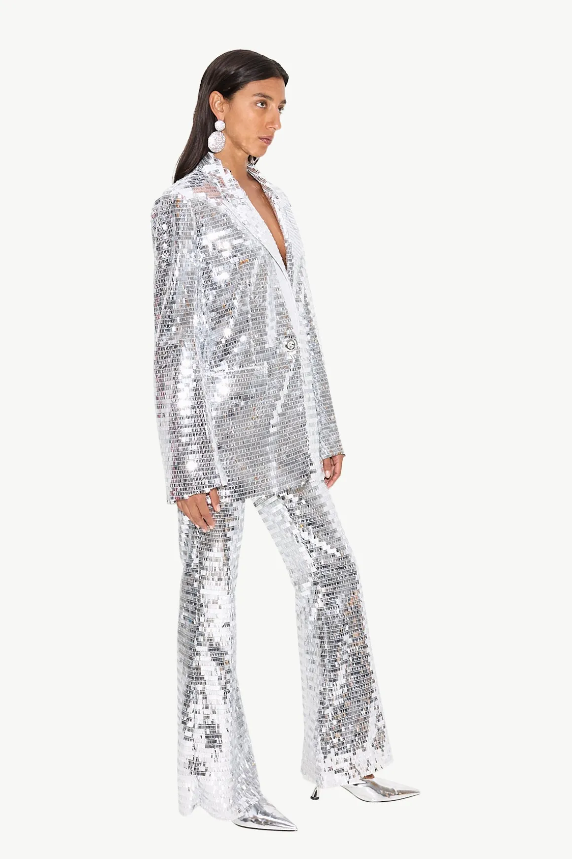 Sequin Robo Pant in Satellite Silver
