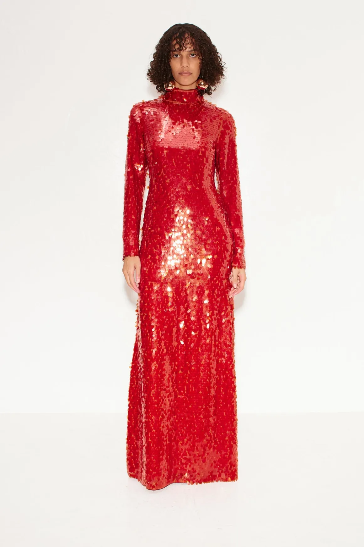 Sequin Sculpty Dress in Chili