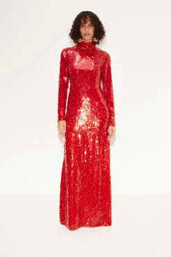 Sequin Sculpty Dress in Chili
