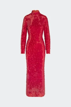 Sequin Sculpty Dress in Chili
