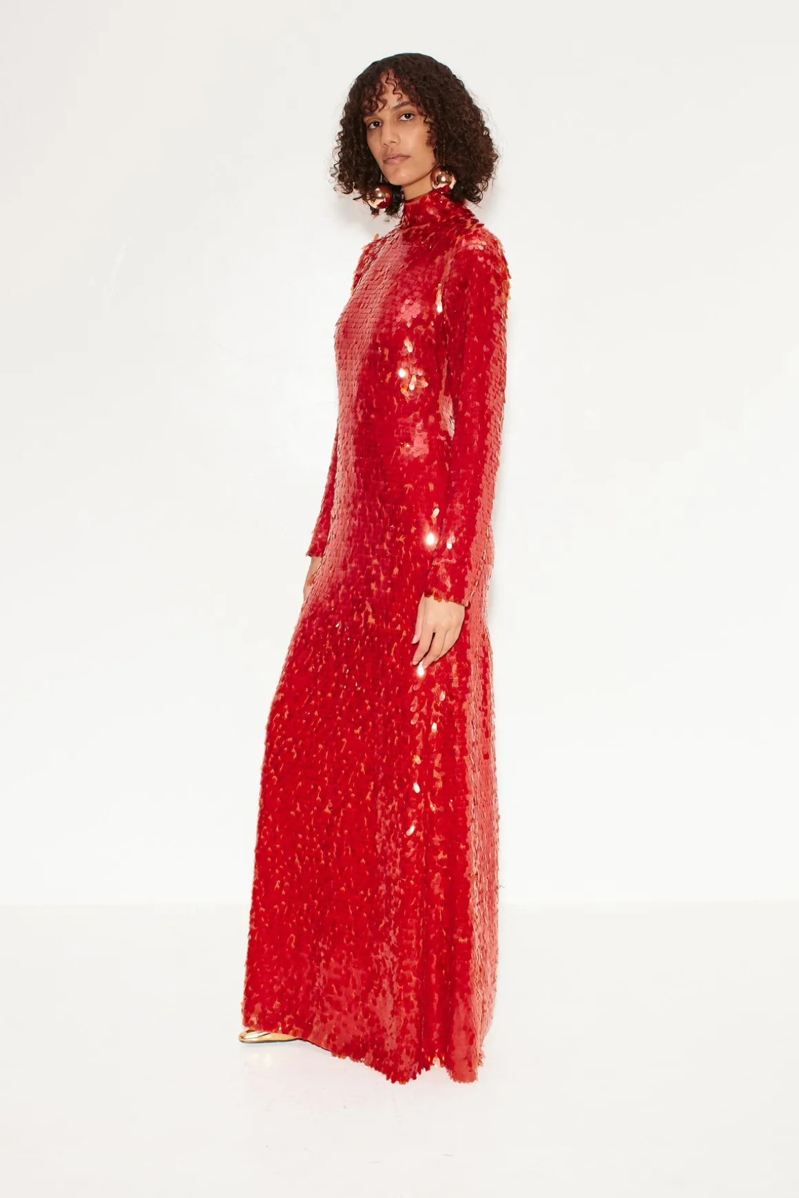 Sequin Sculpty Dress in Chili