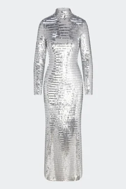 Sequin Sculpty Dress in Satellite Silver