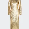 Sequin Sculpty Dress in Star Gold