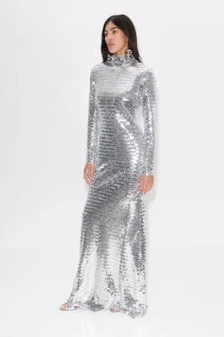 Sequin Sculpty Dress in Satellite Silver