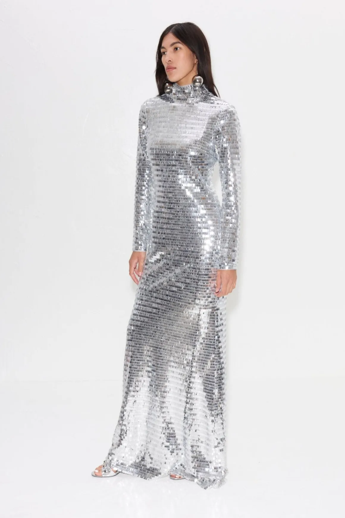 Sequin Sculpty Dress in Satellite Silver