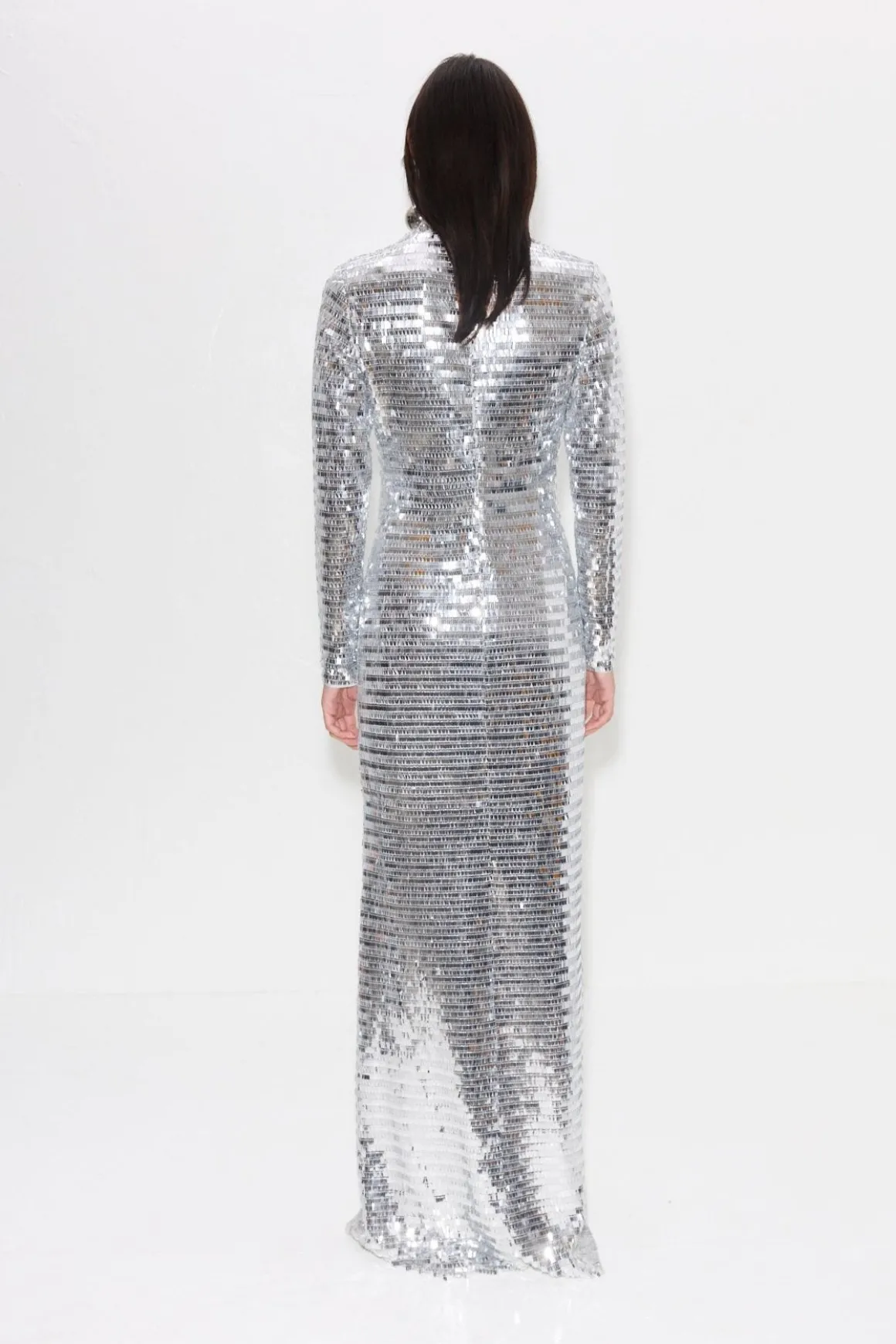 Sequin Sculpty Dress in Satellite Silver