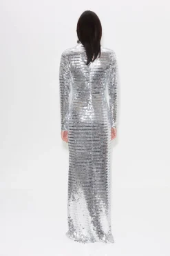 Sequin Sculpty Dress in Satellite Silver