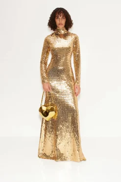 Sequin Sculpty Dress in Star Gold