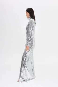 Sequin Sculpty Dress in Satellite Silver