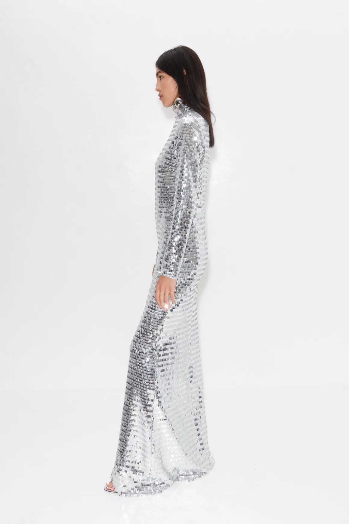 Sequin Sculpty Dress in Satellite Silver