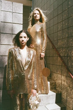 Sequin Sculpty Dress in Star Gold