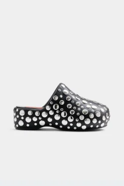 Studded Bubble Clog in Black/Silver