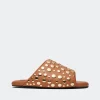 Studded Bubble Slide in Chestnut/Brass