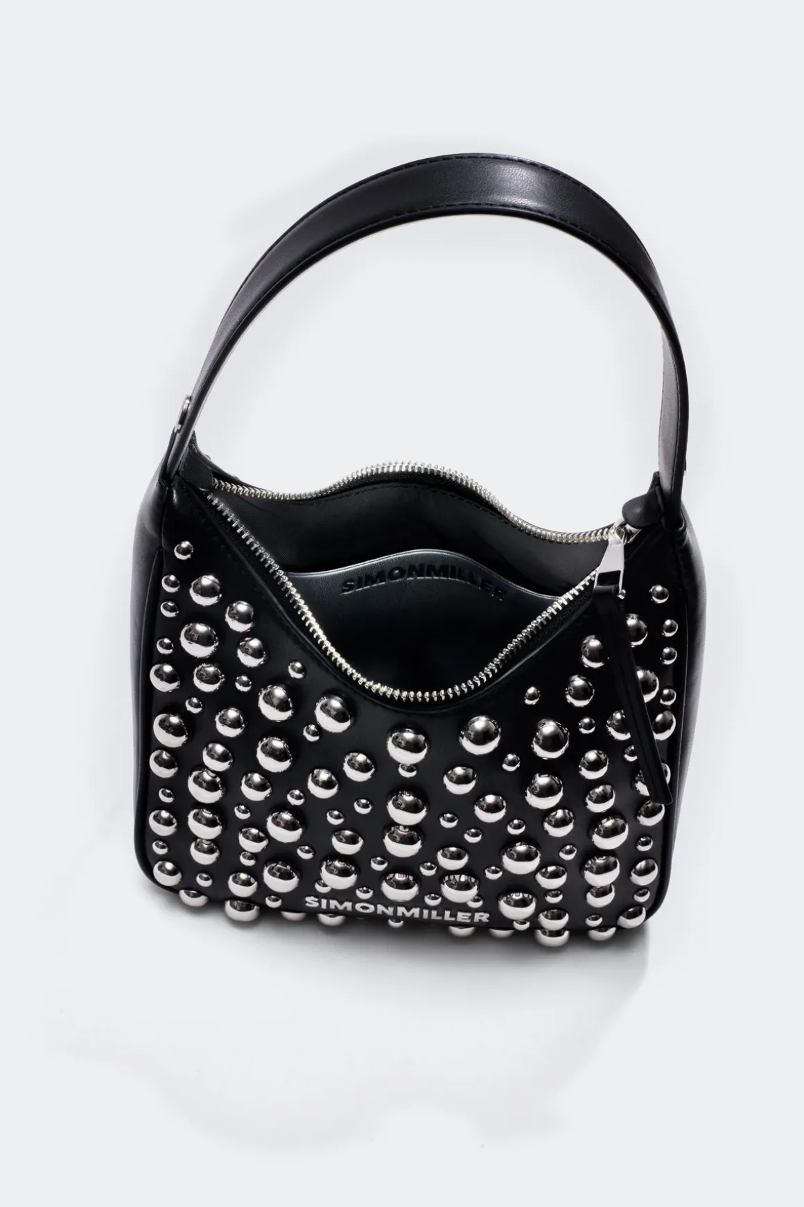 Studded Snap Bag in Black/Silver