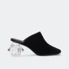 Suede Crystal Moderno Mule in Black