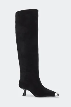 Suede Tall Kuki Boot in Black/Silver