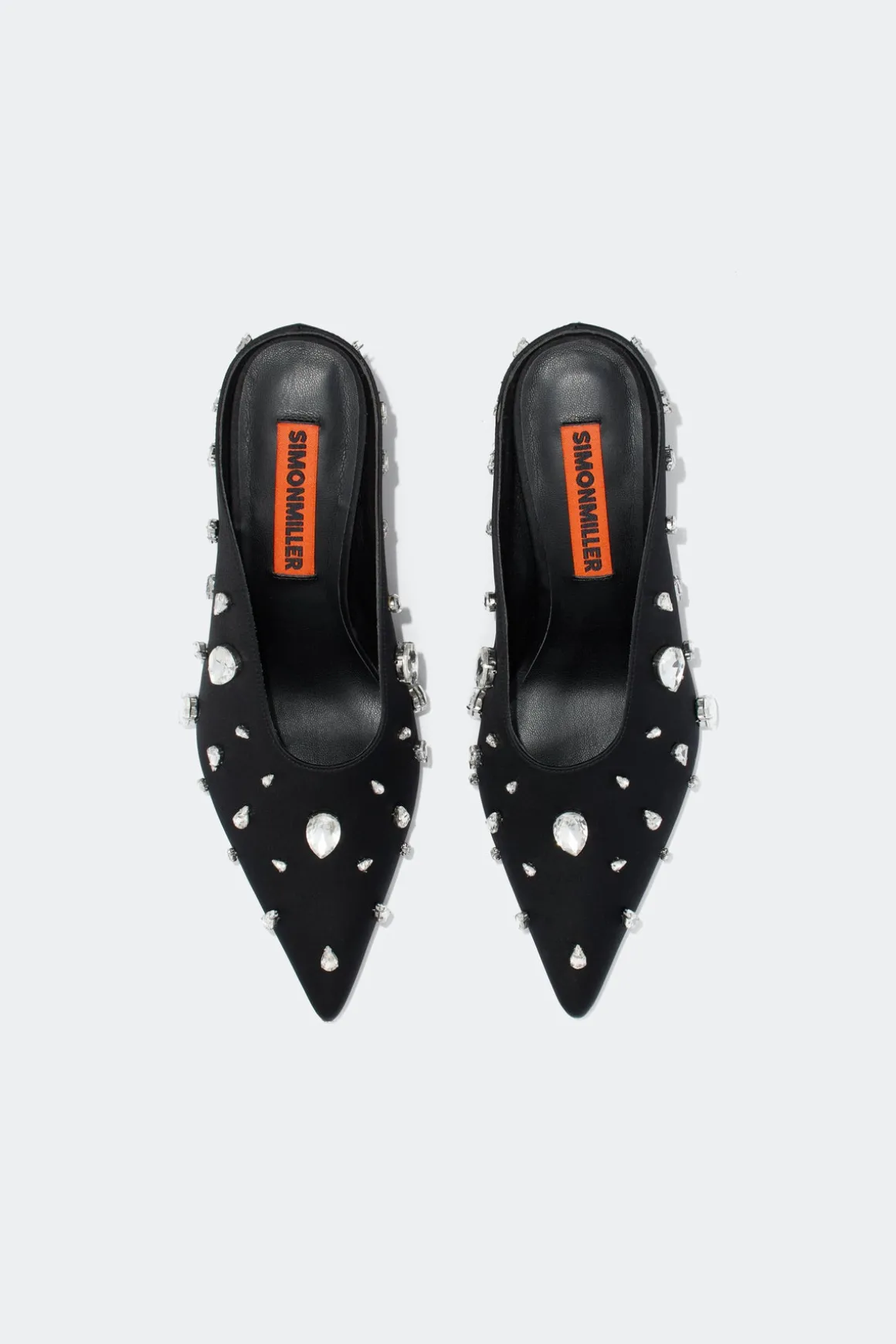 Teardrop Crystal Pointed Gala Mule in Black/Clear
