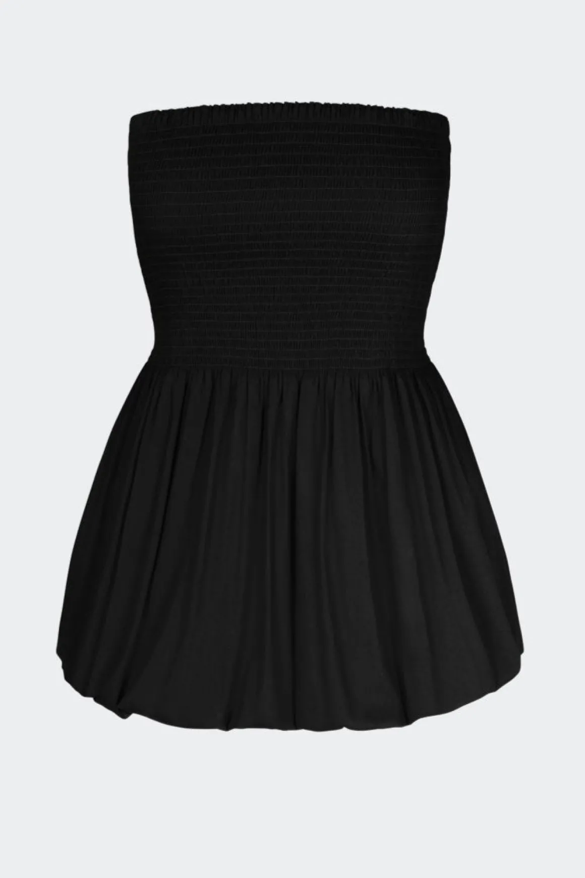Via Smocked Mini Dress in Black