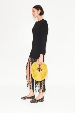 Wallis Knit Fringe Dress in Black