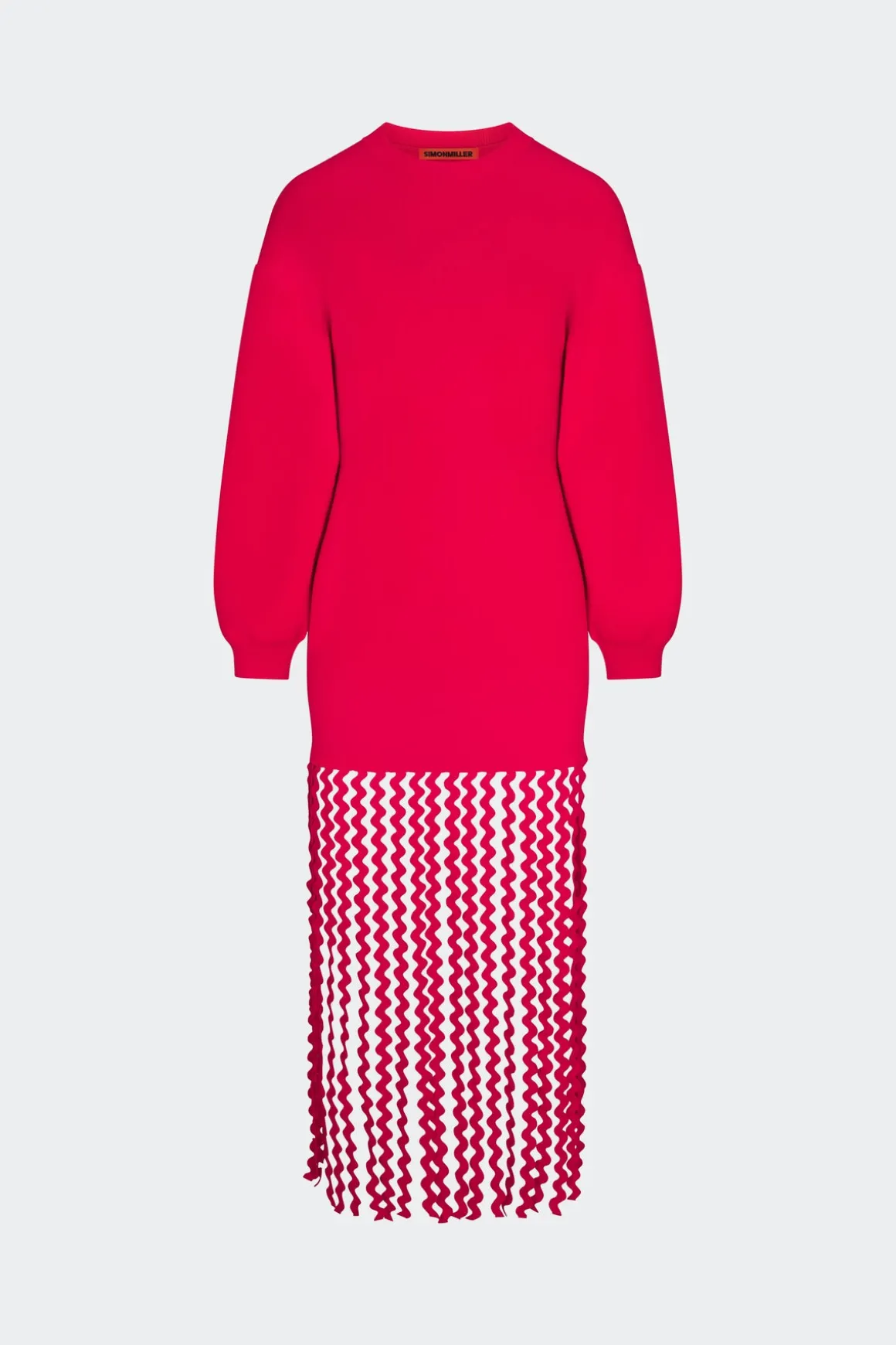 Wallis Knit Fringe Dress in Cherry Red