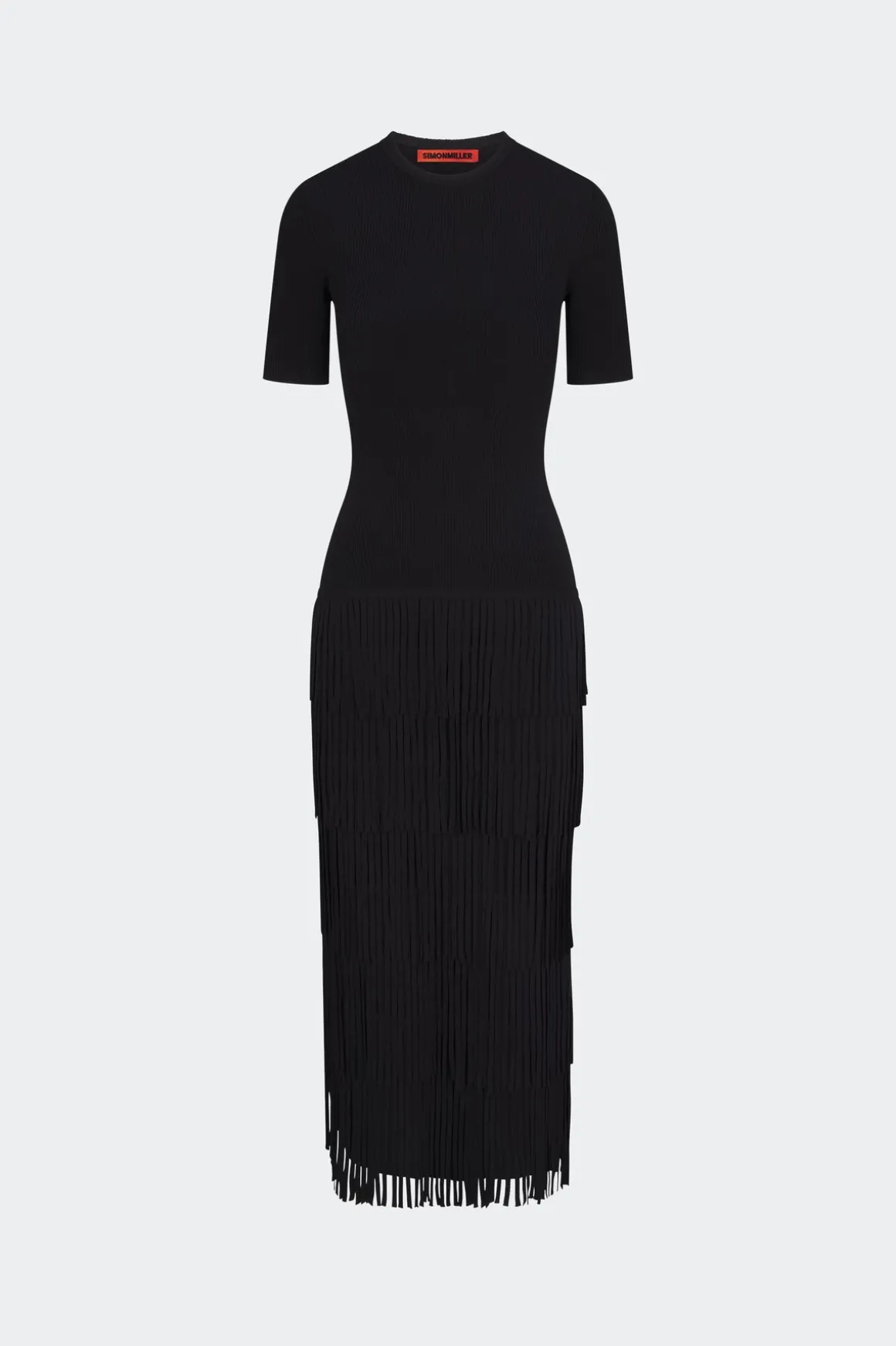 Za Za Knit Fringe Dress in Black