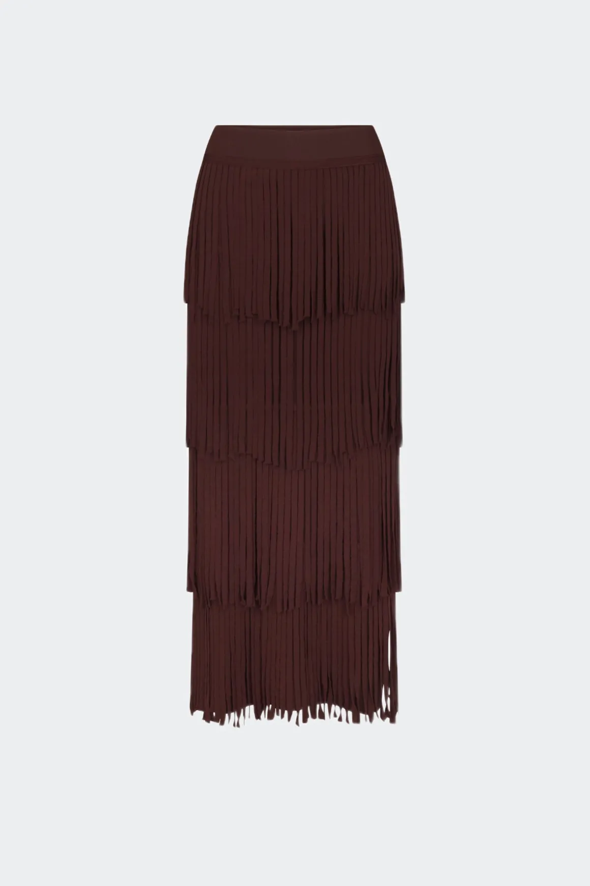 Za Za Knit Fringe Skirt in Choco Brown