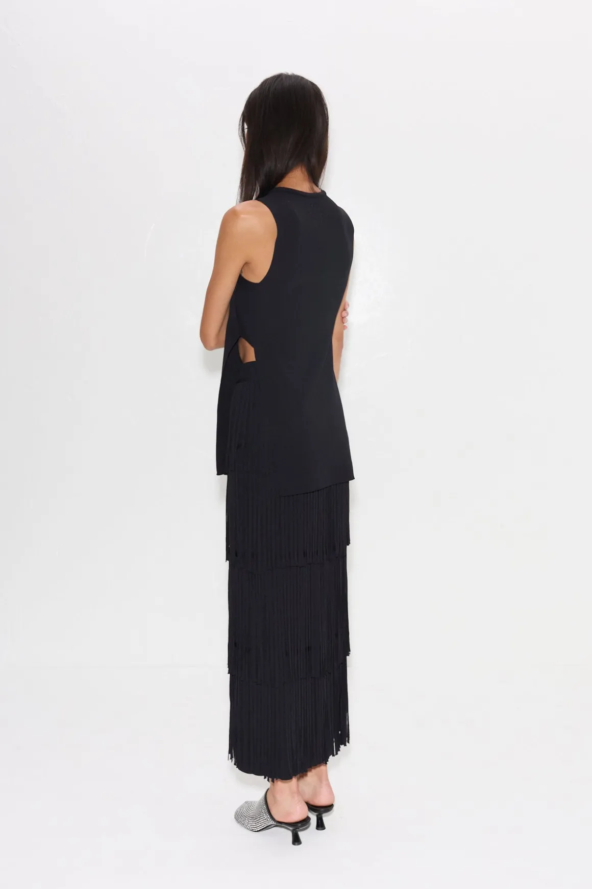 Za Za Knit Fringe Skirt in Black