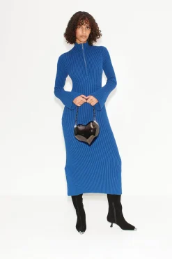 Zumi Textured Knit Dress in Matisse Blue