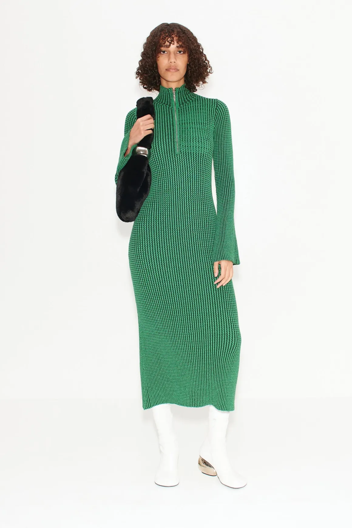 Zumi Textured Knit Dress in Gummy Green
